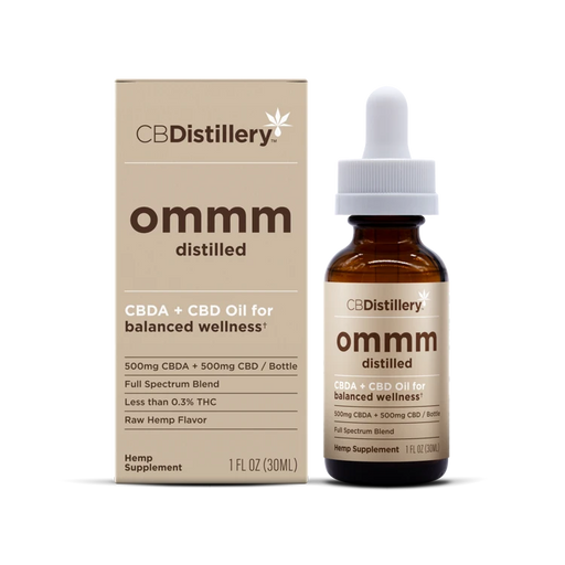 CBDistillery ommm Distilled Full Spectrum CBDA and CBD Oil 1000mg (30mL) bottle and box