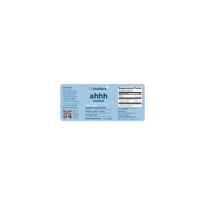 CBDistillery ahhh Distilled Full Spectrum CBD Oil 5000mg 01 | CBDdatabase.com