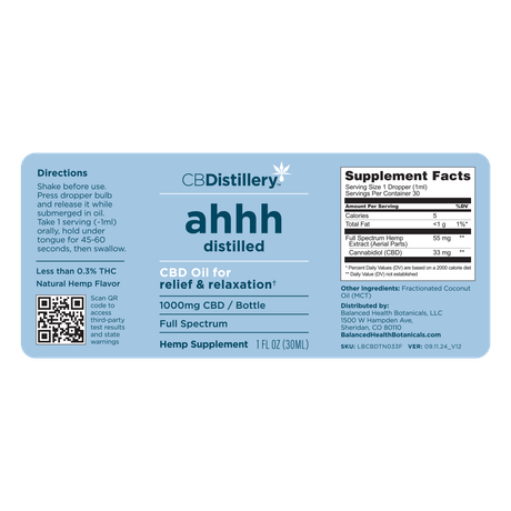 CBDistillery ahhh Distilled Full Spectrum CBD Oil 1000mg 01 | CBDdatabase.com