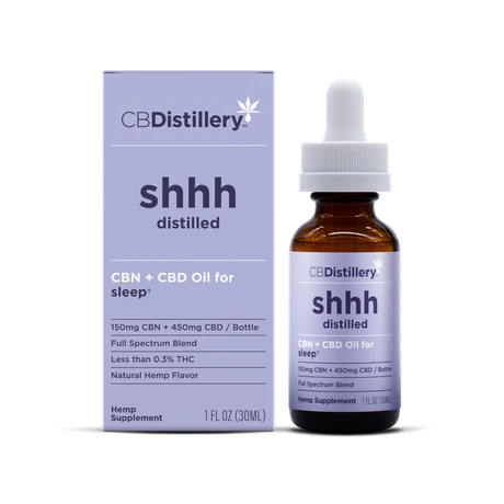 CBDistillery shhh Distilled Full Spectrum CBN and CBD Oil 600mg front | CBDdatabase.com