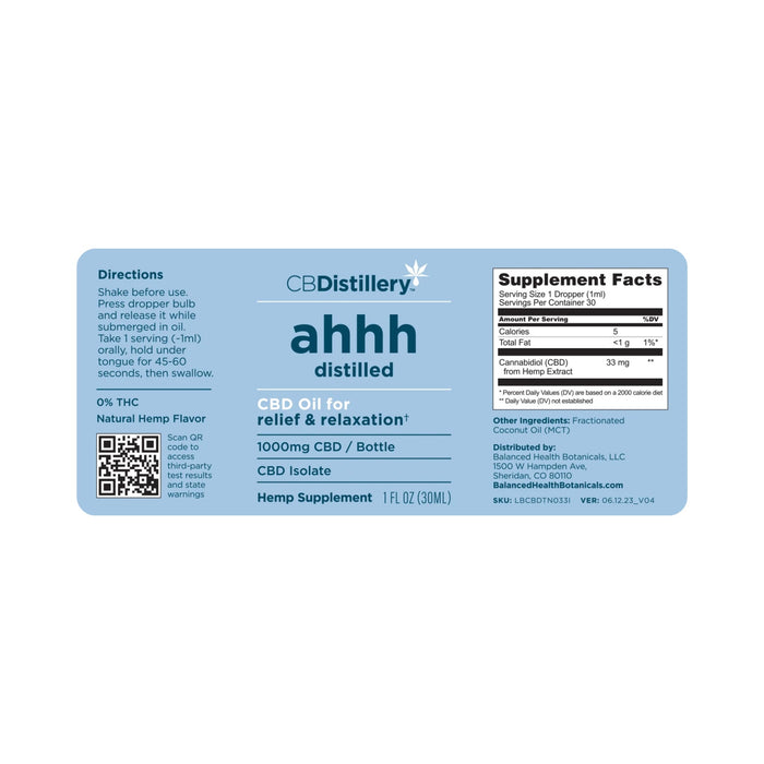 CBDistillery ahhh Distilled CBD Isolate Oil 1000mg 01 | CBDdatabase.com