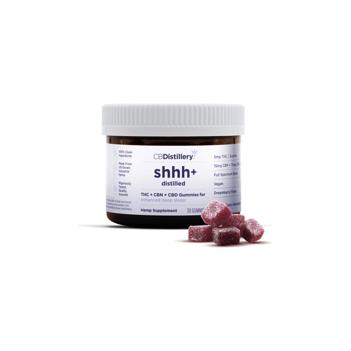 CBDistillery shhh Distilled Full Spectrum CBD CBN and THC Deep Sleep Gummies Dreamberry (30 Count)