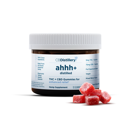 CBDistillery ahhh+ Distilled Full Spectrum Delta 9 THC and CBD Gummies Mixed Berry 80mg (30 Count) jar with gummies