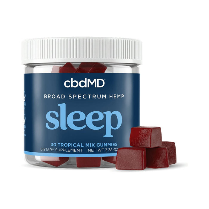 cbdMD Broad Spectrum CBD Sleep Gummies Tropical Mix 30 count jar front