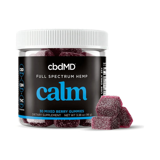 cbdMD Full Spectrum CBD Calming Gummies Mixed Berry 30 count jar front