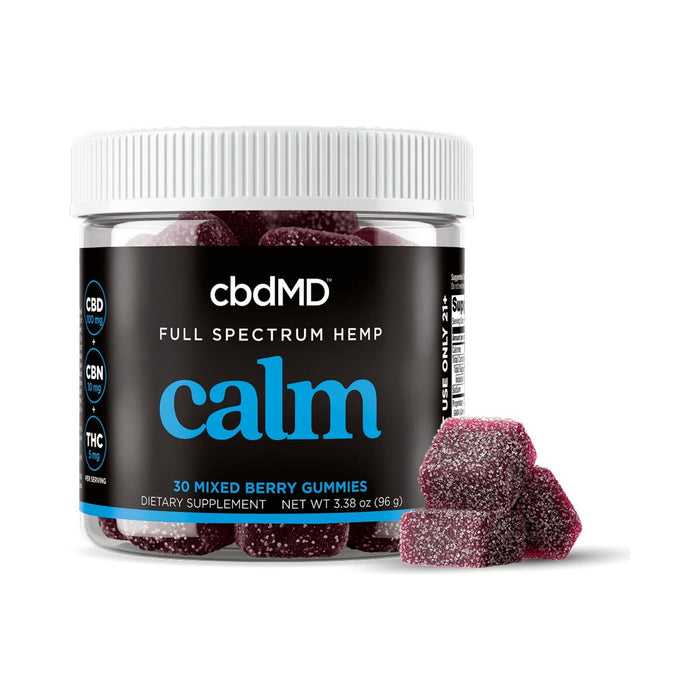 cbdMD Full Spectrum CBD Calming Gummies Mixed Berry 30 count jar front