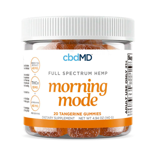 cbdMD Morning Mode THCV Gummies Tangerine 20 count jar front