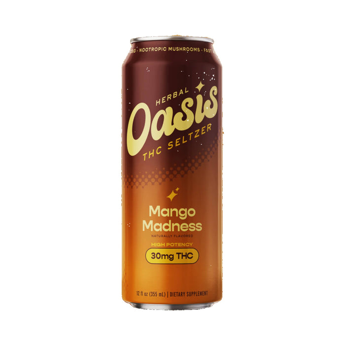 cbdMD Herbal Oasis THC Seltzer Mango Madness 30mg can