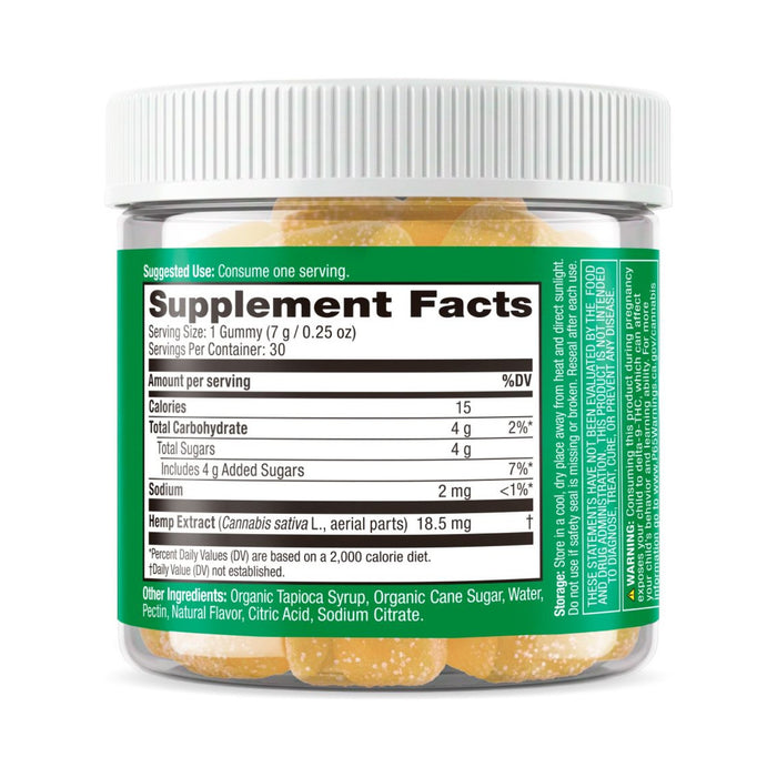 cbdMD Vibe Max Dose THC Gummies Pineapple 30 count jar back