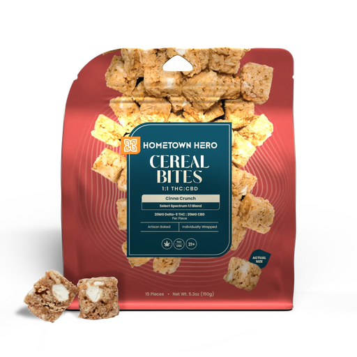 Hometown Hero THC + CBD Cereal Bites Cinna Crunch 20mg (15 Count) | CBDdatabase.com
