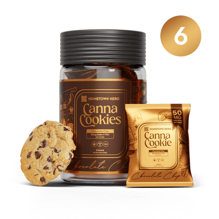 Hometown Hero Chocolate Chip Canna Cookies Delta 9 50mg (6 Count) | CBDdatabase.com