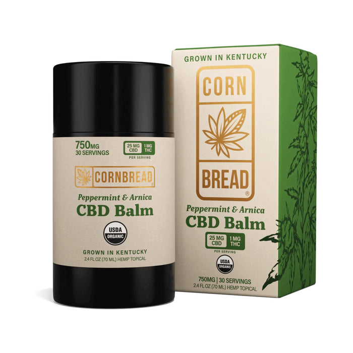 Cornbread Hemp Peppermint and Arnica CBD Balm 750mg with box