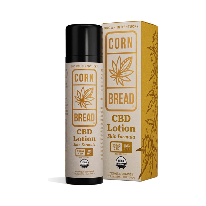 Cornbread Hemp CBD Lotion 750mg Skin Formula bottle and box