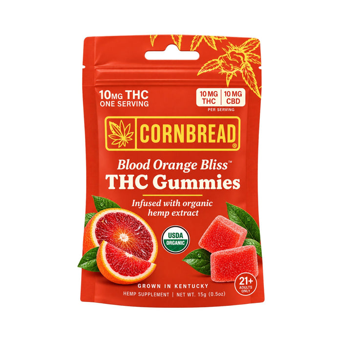 Cornbread Hemp THC Gummies 10mg Blood Orange Bliss pouch