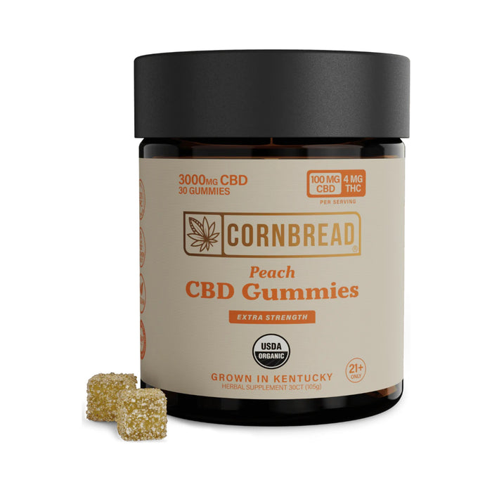 Cornbread Hemp Peach CBD Gummies 3000 mg jar