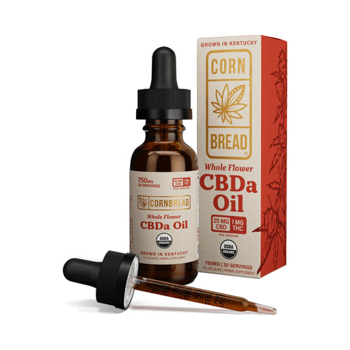Cornbread Hemp Whole Flower CBDa Oil 750 mg bottle and box
