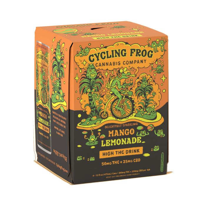 Cycling Frog Sparkling THC Lemonade 50mg THC 25mg CBD Mango Lemonade 4 Pack box | CBDdatabase.com