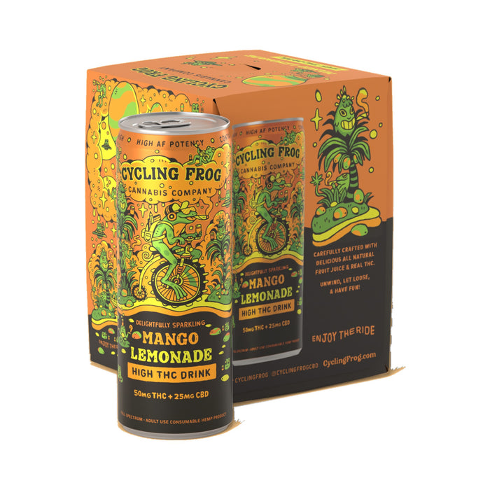 Cycling Frog Sparkling THC Lemonade 50mg THC 25mg CBD Mango Lemonade 4 Pack front | CBDdatabase.com