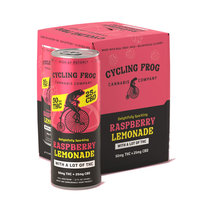 Cycling Frog Sparkling THC Lemonade 50mg THC 25mg CBD Raspberry Lemonade 4 Pack front | CBDdatabase.com