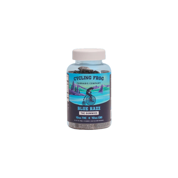 Cycling Frog Delta 9 THC and CBD Gummies 10mg THC 10mg CBD (10 and 40 Count) Blue Razz 40 count | CBDdatabase.com