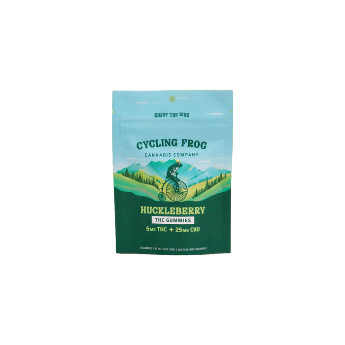 Cycling Frog Delta 9 THC and CBD Gummies 5mg THC 25mg CBD (10 and 40 Count) Huckleberry 10 count | CBDdatabase.com