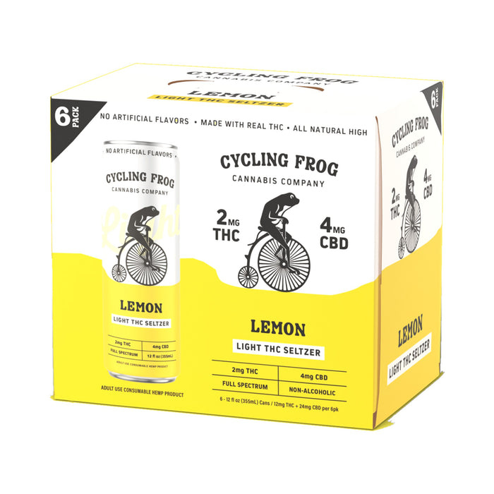 Cycling Frog THC Light Seltzer 2mg THC 4mg CBD Lemon 6 Pack box | CBDdatabase.com