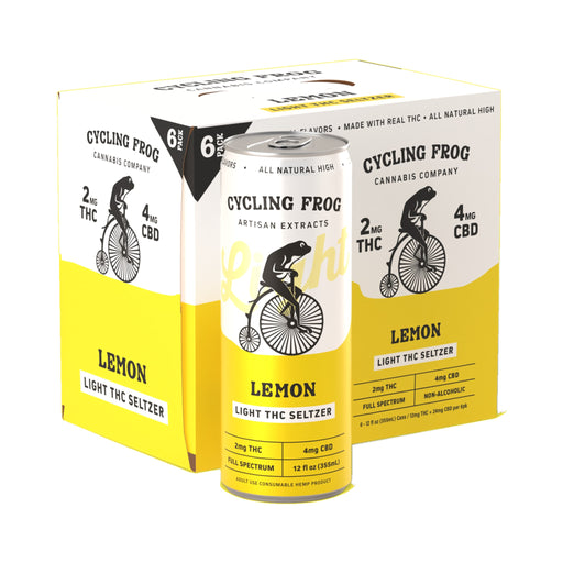 Cycling Frog THC Light Seltzer 2mg THC 4mg CBD Lemon 6 Pack front | CBDdatabase.com