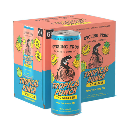 Cycling Frog THC Seltzer 10mg THC 10mg CBD Tropical Punch 6 Pack front | CBDdatabase.com