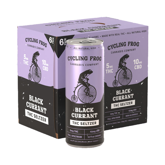 Cycling Frog THC Seltzer 5mg THC 10mg CBD (6 Pack) Black Currant | CBDdatabase.com