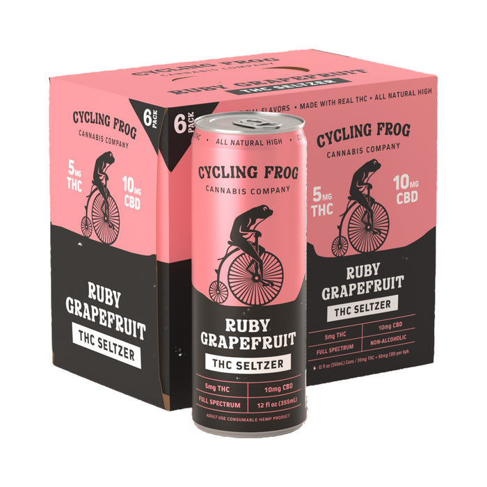 Cycling Frog THC Seltzer 5mg THC 10mg CBD (6 Pack) Ruby Grapefruit | CBDdatabase.com