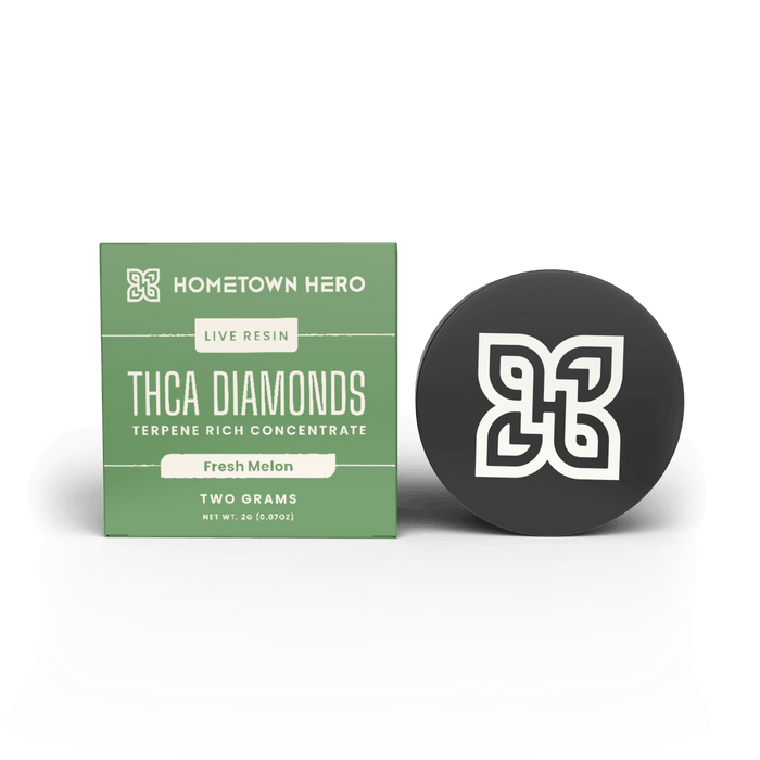Hometown Hero THCA Diamonds + Live Resin Fresh Melon (2g) | CBDdatabase.com