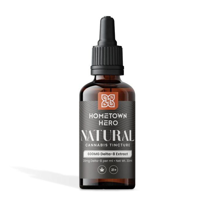 Hometown Hero Delta 8 THC Tincture Natural 600mg (30ml) | CBDdatabase.com