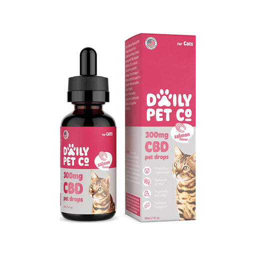 Daily Pet Co Full Spectrum CBD Oil for Cats Salmon 300mg bottle and box