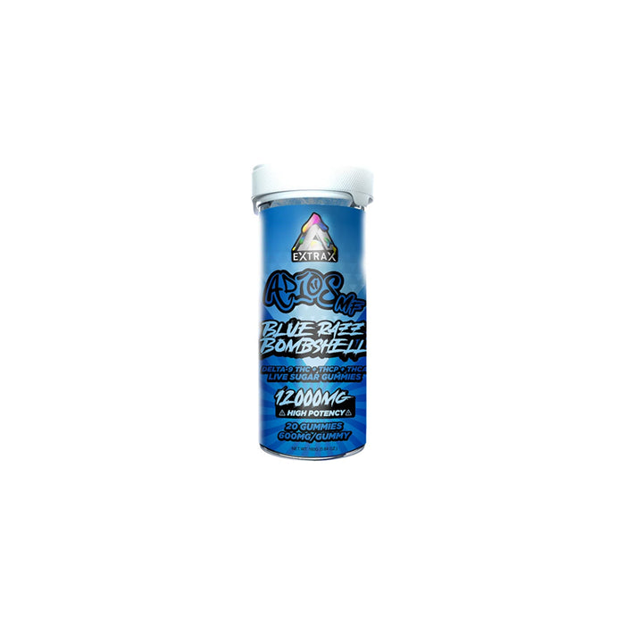 Delta Extrax Adios MF Blend Gummies 12000mg (20 Count) Blue Razz Bombshell