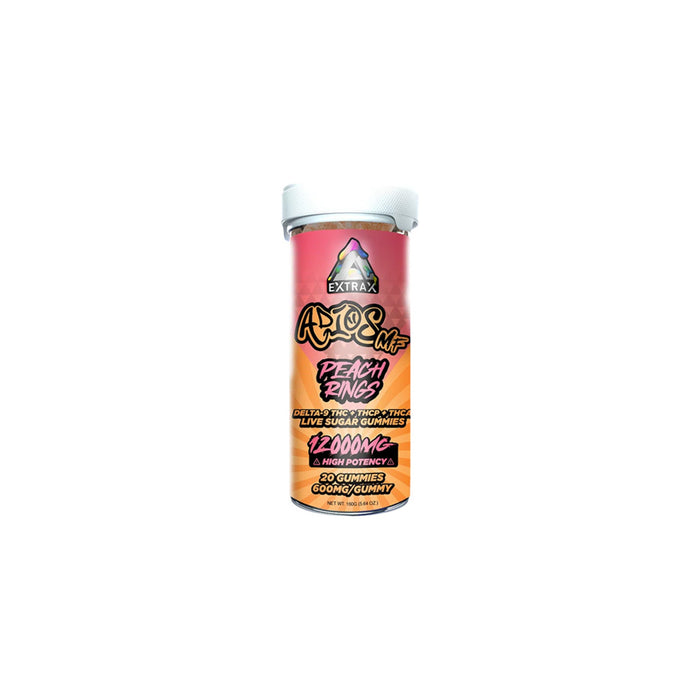 Delta Extrax Adios MF Blend Gummies 12000mg (20 Count) Peach Rings