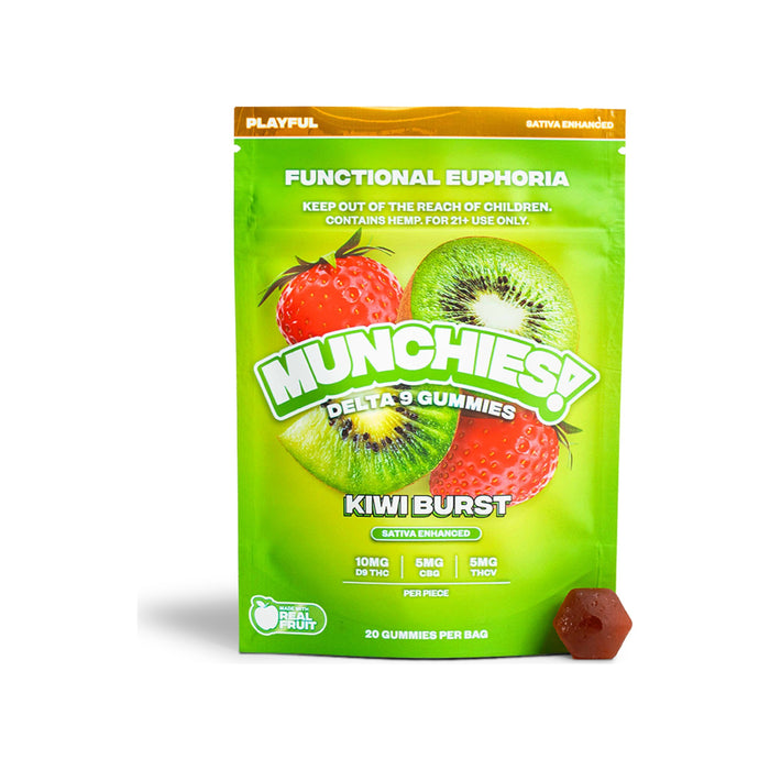 Delta Munchies Functional Euphoria Delta 9 THC Gummies 200mg (20 Count) Kiwi Burst front | CBDdatabase.com