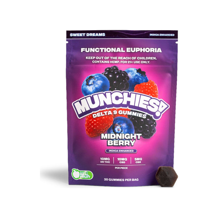Delta Munchies Functional Euphoria Delta 9 THC Gummies 200mg (20 Count) Midnight Berry front | CBDdatabase.com