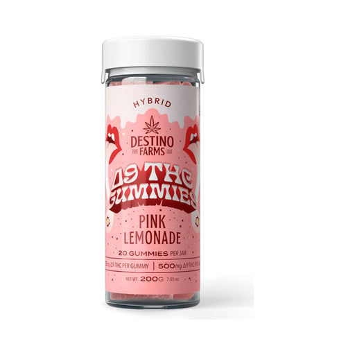 Destino Farms D9 THC Gummies 500mg Pink Lemonade jar