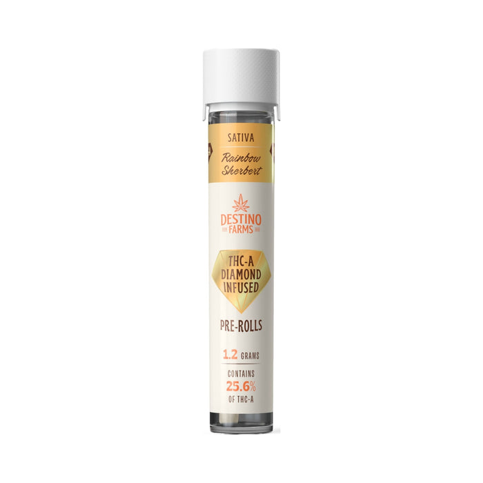 Destino Farms THCA Diamond Infused Pre-Roll 1.2g Rainbow Sherbet pre-roll tube