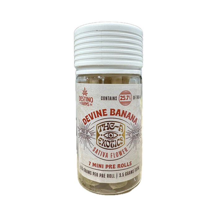 Destino Farms THCA Mini Pre-Rolls 3.5g (7 Count) Devine Banana mini pre-rolls jar