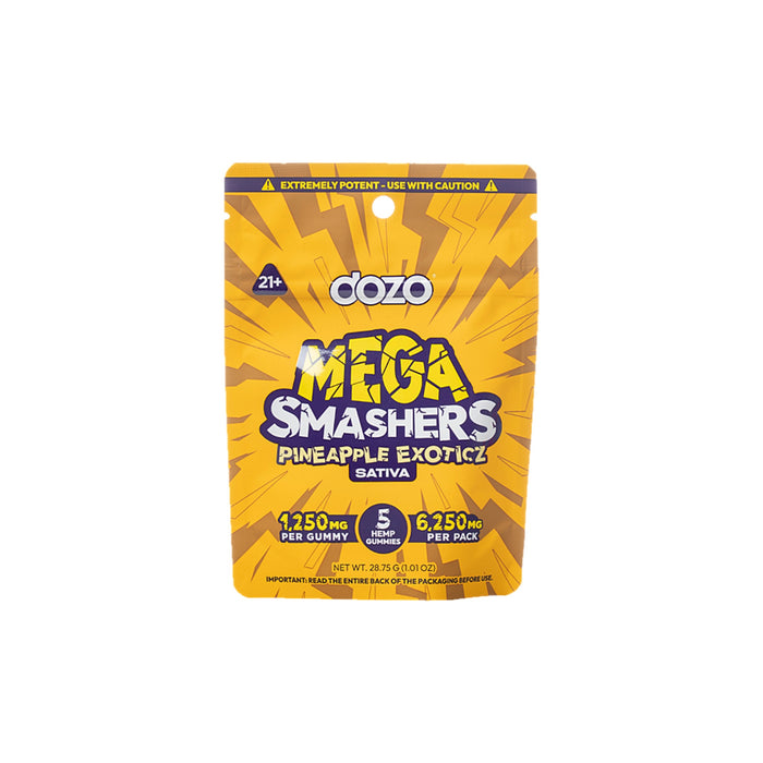 Dozo Mega Smashers THCP Delta 8 and THCA Gummies 6250mg Pineapple Exoticz
