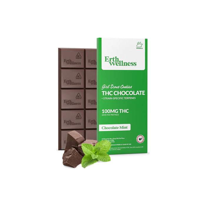 Erth Wellness Delta 9 THC Chocolate Bar 100mg (10 Pieces) Girl Scout Cookies
