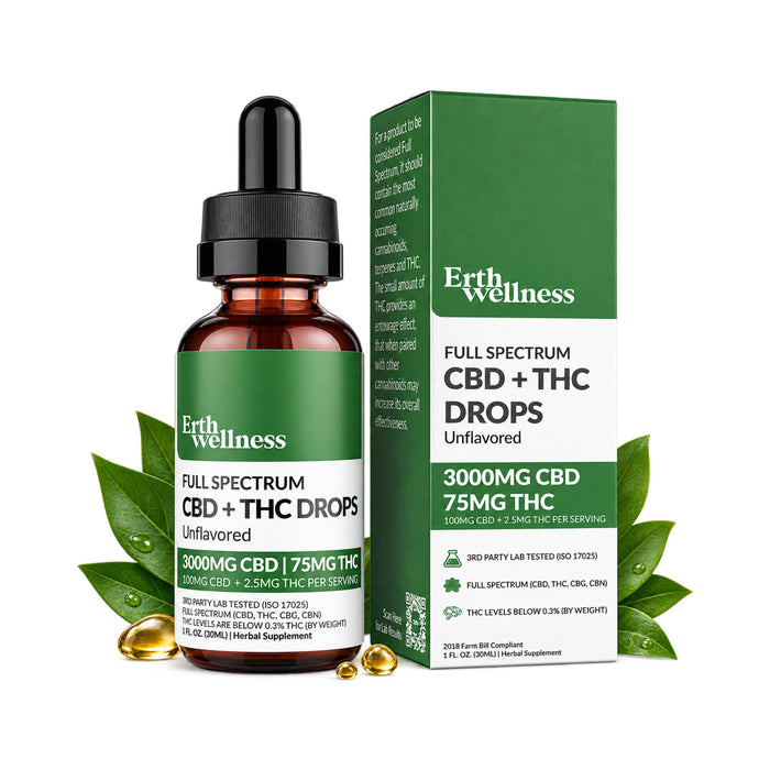 Erth Wellness Full Spectrum CBD and THC Relief Drops Unflavored 3000mg