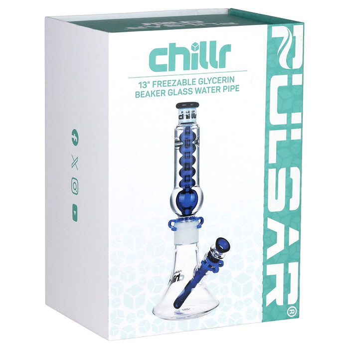 Pulsar Chillr Glycerin Beaker Glass Bong - 13" / 14mm F / Blue