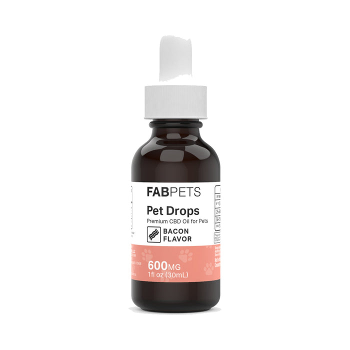 FAB CBD Pet Drops 600mg (Chicken & Bacon) Bacon front | CBDdatabase.com
