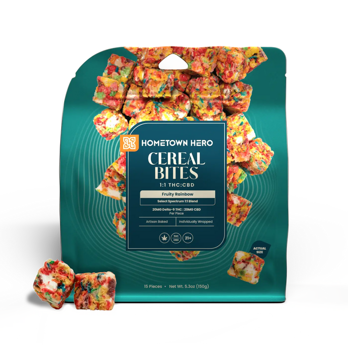 Hometown Hero THC + CBD Cereal Bites Fruity Rainbow 20mg (15 Count) | CBDdatabase.com