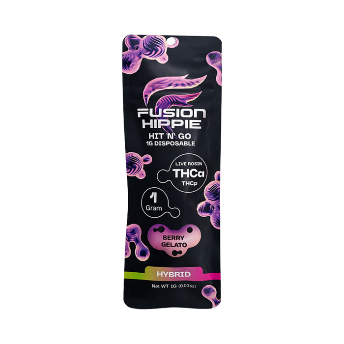 Fusion Hippie Hit N Go 1g disposable vape Berry Gelato