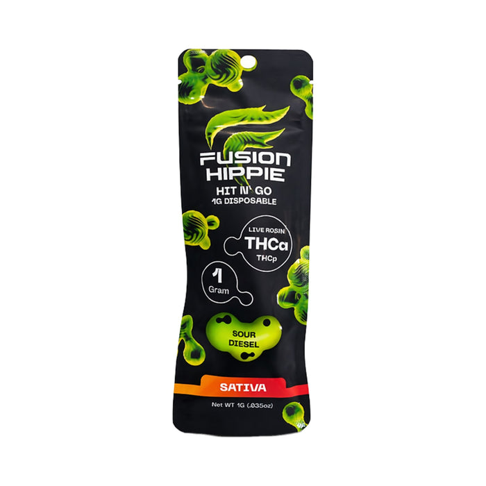 Fusion Hippie Hit N Go 1g disposable vape Sour Diesel