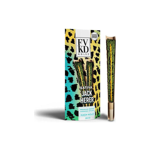 FVKD Holez Premium Indoor Diamond Infused Hash Holes THCa Pre-Rolls 2 Count 4g Jack Herer front | CBDdatabase.com
