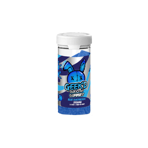 Geek'd Delta 8 and THCP Gummies Blue Raspberry 3500mg (20 Count) front | CBDdatabase.com